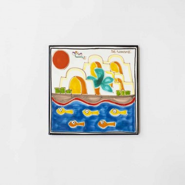 Sicilian Ceramic Wall Tile De Simone Pottery Dammusi PI297DA Sicilian Ceramic Wall Tile De Simone Pottery Dammusi PI297DA